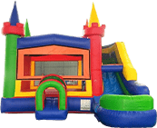 Modern Rainbow Waterslide Bounce House Combo