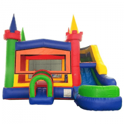 Modern Rainbow Waterslide Bounce House Combo