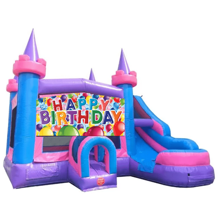 Happy Birthday Pink Bounce House - Dry Only
