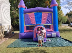 No Banner Pink, Purple, & Blue Bounce House